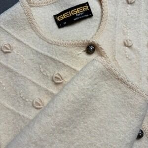 Geiger Tyrol Cardigan Jacket Women 38 Cream Boiled Wool Embroidered Austria